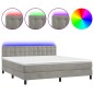 vidaXL Boxspringbett mit Matratze & LED Hellgrau 160x200 cm Samt vidaXL Boxspringbett mit Matratze & LED Hellgrau 160x200 cm Samt