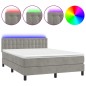 vidaXL Boxspringbett mit Matratze & LED Hellgrau 140x190 cm Samt vidaXL Boxspringbett mit Matratze & LED Hellgrau 140x190 cm Samt