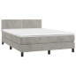vidaXL Boxspringbett mit Matratze & LED Hellgrau 140x200 cm Samt vidaXL Boxspringbett mit Matratze & LED Hellgrau 140x200 cm Samt