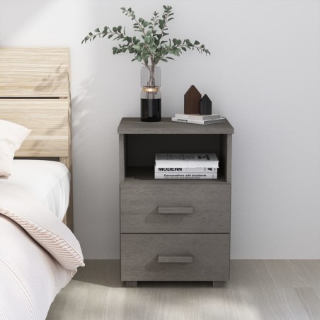 vidaXL Nachttisch HAMAR Hellgrau 40x35x62 cm Massivholz Kiefer
