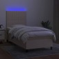 vidaXL Boxspringbett mit Matratze & LED Creme 90x200 cm Stoff vidaXL Boxspringbett mit Matratze & LED Creme 90x200 cm Stoff