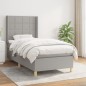 vidaXL Boxspringbett mit Matratze Hellgrau 90x190 cm Stoff vidaXL Boxspringbett mit Matratze Hellgrau 90x190 cm Stoff