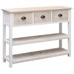 vidaXL Sideboard Weiß und Braun 108x30x76 cm Massivholz Paulownia