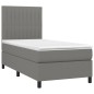vidaXL Boxspringbett mit Matratze & LED Dunkelgrau 90x200 cm Stoff vidaXL Boxspringbett mit Matratze & LED Dunkelgrau 90x200 cm Stoff