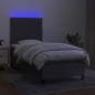 vidaXL Boxspringbett mit Matratze & LED Dunkelgrau 90x200 cm Stoff vidaXL Boxspringbett mit Matratze & LED Dunkelgrau 90x200 cm Stoff