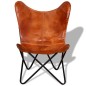 vidaXL Butterfly-Sessel Braun Echtleder vidaXL Butterfly-Sessel Braun Echtleder