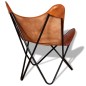 vidaXL Butterfly-Sessel Braun Echtleder vidaXL Butterfly-Sessel Braun Echtleder