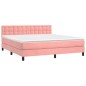 vidaXL Boxspringbett mit Matratze & LED Rosa 160x200 cm Samt vidaXL Boxspringbett mit Matratze & LED Rosa 160x200 cm Samt