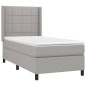 vidaXL Boxspringbett mit Matratze Hellgrau 90x190 cm Stoff vidaXL Boxspringbett mit Matratze Hellgrau 90x190 cm Stoff