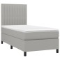 vidaXL Boxspringbett mit Matratze & LED Hellgrau 90x190 cm Stoff vidaXL Boxspringbett mit Matratze & LED Hellgrau 90x190 cm Stoff