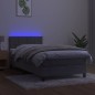 vidaXL Boxspringbett mit Matratze & LED Hellgrau 80x200 cm Samt vidaXL Boxspringbett mit Matratze & LED Hellgrau 80x200 cm Samt