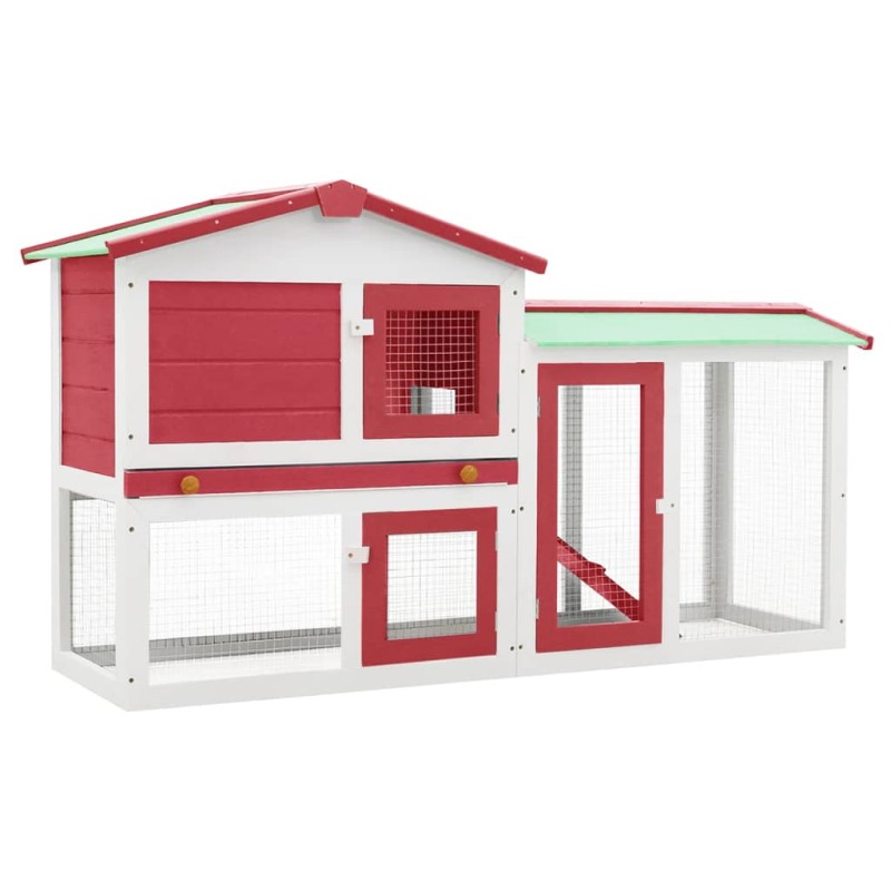 vidaXL Großer Kaninchenstall Rot und Weiß 145x45x84 cm Holz vidaXL Großer Kaninchenstall Rot und Weiß 145x45x84 cm Holz