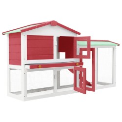 vidaXL Großer Kaninchenstall Rot und Weiß 145x45x84 cm Holz