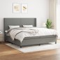 vidaXL Boxspringbett mit Matratze Dunkelgrau 200x200 cm Stoff vidaXL Boxspringbett mit Matratze Dunkelgrau 200x200 cm Stoff