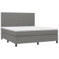 vidaXL Boxspringbett mit Matratze & LED Dunkelgrau 160x200 cm Stoff vidaXL Boxspringbett mit Matratze & LED Dunkelgrau 160x200 cm Stoff