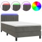 vidaXL Boxspringbett mit Matratze & LED Dunkelgrau 100x200 cm Samt vidaXL Boxspringbett mit Matratze & LED Dunkelgrau 100x200 cm Samt
