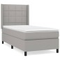 vidaXL Boxspringbett mit Matratze Hellgrau 90x200 cm Stoff vidaXL Boxspringbett mit Matratze Hellgrau 90x200 cm Stoff