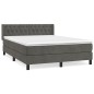 vidaXL Boxspringbett mit Matratze Dunkelgrau 140x190 cm Samt vidaXL Boxspringbett mit Matratze Dunkelgrau 140x190 cm Samt
