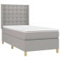 vidaXL Boxspringbett mit Matratze Hellgrau 100x200 cm Stoff vidaXL Boxspringbett mit Matratze Hellgrau 100x200 cm Stoff