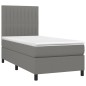 vidaXL Boxspringbett mit Matratze & LED Dunkelgrau 90x190 cm Stoff vidaXL Boxspringbett mit Matratze & LED Dunkelgrau 90x190 cm Stoff