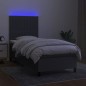 vidaXL Boxspringbett mit Matratze & LED Dunkelgrau 90x190 cm Stoff vidaXL Boxspringbett mit Matratze & LED Dunkelgrau 90x190 cm Stoff