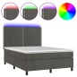 vidaXL Boxspringbett mit Matratze & LED Dunkelgrau 140x190 cm Samt vidaXL Boxspringbett mit Matratze & LED Dunkelgrau 140x190 cm Samt