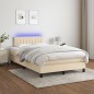 vidaXL Boxspringbett mit Matratze & LED Creme 120x200 cm Stoff vidaXL Boxspringbett mit Matratze & LED Creme 120x200 cm Stoff