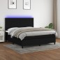 vidaXL Boxspringbett mit Matratze & LED Schwarz 180x200 cm Stoff vidaXL Boxspringbett mit Matratze & LED Schwarz 180x200 cm Stoff
