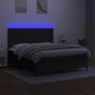 vidaXL Boxspringbett mit Matratze & LED Schwarz 160x200 cm Stoff vidaXL Boxspringbett mit Matratze & LED Schwarz 160x200 cm Stoff
