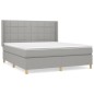vidaXL Boxspringbett mit Matratze Hellgrau 160x200 cm Stoff vidaXL Boxspringbett mit Matratze Hellgrau 160x200 cm Stoff