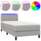 vidaXL Boxspringbett mit Matratze & LED Hellgrau 100x200 cm Stoff vidaXL Boxspringbett mit Matratze & LED Hellgrau 100x200 cm Stoff