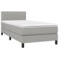 vidaXL Boxspringbett mit Matratze & LED Hellgrau 100x200 cm Stoff vidaXL Boxspringbett mit Matratze & LED Hellgrau 100x200 cm Stoff