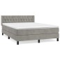 vidaXL Boxspringbett mit Matratze Hellgrau 140x190 cm Samt vidaXL Boxspringbett mit Matratze Hellgrau 140x190 cm Samt