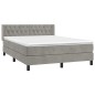 vidaXL Boxspringbett mit Matratze Hellgrau 140x190 cm Samt vidaXL Boxspringbett mit Matratze Hellgrau 140x190 cm Samt