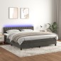 vidaXL Boxspringbett mit Matratze & LED Dunkelgrau 160x200 cm Samt vidaXL Boxspringbett mit Matratze & LED Dunkelgrau 160x200 cm Samt