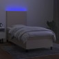 vidaXL Boxspringbett mit Matratze & LED Creme 90x190 cm Stoff vidaXL Boxspringbett mit Matratze & LED Creme 90x190 cm Stoff