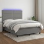 vidaXL Boxspringbett mit Matratze & LED Dunkelgrau 140x200 cm Stoff vidaXL Boxspringbett mit Matratze & LED Dunkelgrau 140x200 cm Stoff