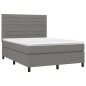 vidaXL Boxspringbett mit Matratze & LED Dunkelgrau 140x200 cm Stoff vidaXL Boxspringbett mit Matratze & LED Dunkelgrau 140x200 cm Stoff