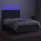 vidaXL Boxspringbett mit Matratze & LED Dunkelgrau 140x200 cm Stoff vidaXL Boxspringbett mit Matratze & LED Dunkelgrau 140x200 cm Stoff