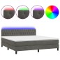 vidaXL Boxspringbett mit Matratze & LED Dunkelgrau 180x200 cm Samt vidaXL Boxspringbett mit Matratze & LED Dunkelgrau 180x200 cm Samt