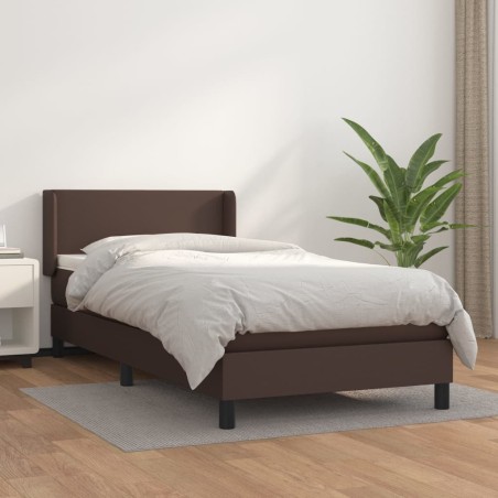 vidaXL Boxspringbett mit Matratze Braun 80x200 cm Kunstleder