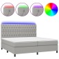 vidaXL Boxspringbett mit Matratze & LED Hellgrau 200x200 cm Stoff vidaXL Boxspringbett mit Matratze & LED Hellgrau 200x200 cm Stoff