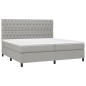 vidaXL Boxspringbett mit Matratze & LED Hellgrau 200x200 cm Stoff vidaXL Boxspringbett mit Matratze & LED Hellgrau 200x200 cm Stoff