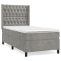 vidaXL Boxspringbett mit Matratze Hellgrau 100x200 cm Samt vidaXL Boxspringbett mit Matratze Hellgrau 100x200 cm Samt