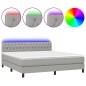 vidaXL Boxspringbett mit Matratze & LED Hellgrau 160x200 cm Stoff vidaXL Boxspringbett mit Matratze & LED Hellgrau 160x200 cm Stoff