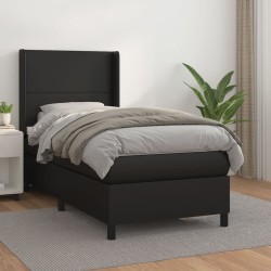 vidaXL Boxspringbett mit Matratze Schwarz 80x200 cm Kunstleder