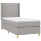 vidaXL Boxspringbett mit Matratze Hellgrau 90x190 cm Stoff vidaXL Boxspringbett mit Matratze Hellgrau 90x190 cm Stoff