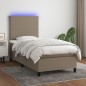 vidaXL Boxspringbett mit Matratze & LED Taupe 90x190 cm Stoff vidaXL Boxspringbett mit Matratze & LED Taupe 90x190 cm Stoff