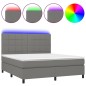 vidaXL Boxspringbett mit Matratze & LED Dunkelgrau 180x200 cm Stoff vidaXL Boxspringbett mit Matratze & LED Dunkelgrau 180x200 cm Stoff