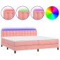 vidaXL Boxspringbett mit Matratze & LED Rosa 200x200 cm Samt vidaXL Boxspringbett mit Matratze & LED Rosa 200x200 cm Samt